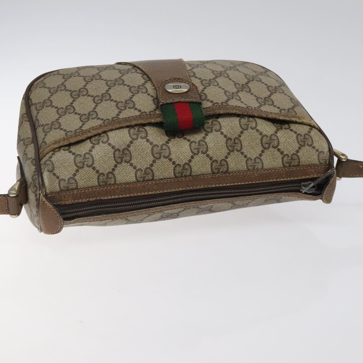 GUCCI GG Supreme Web Sherry Line Shoulder Bag PVC Beige 89 02 032 Auth BA1944