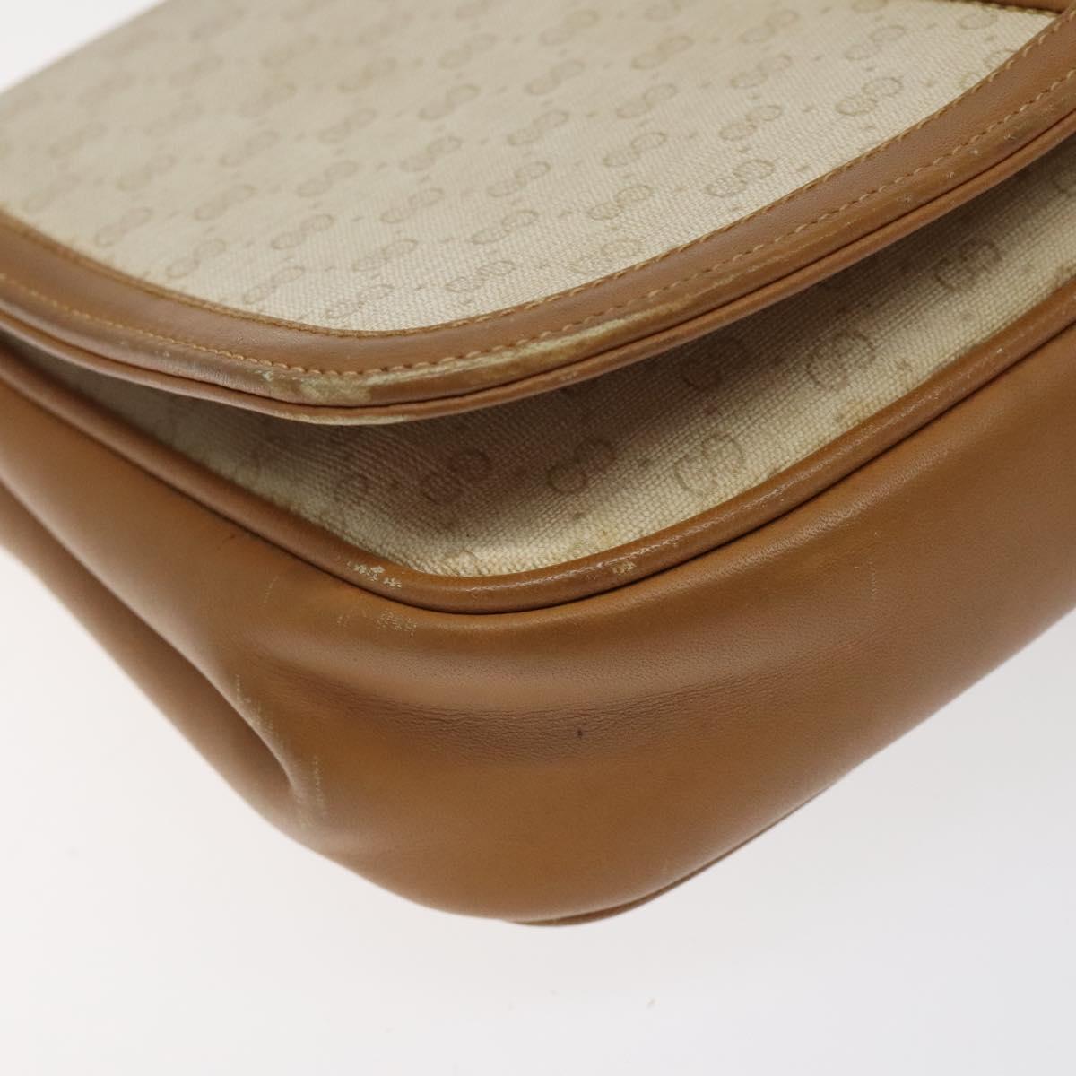 GUCCI Micro GG Supreme Shoulder Bag PVC White Gold Auth BA1955