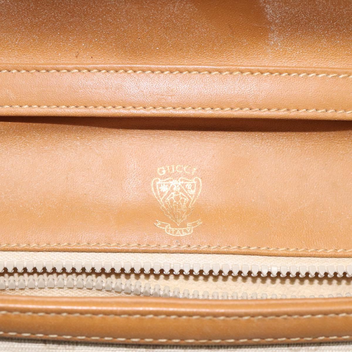 GUCCI Micro GG Supreme Shoulder Bag PVC White Gold Auth BA1955