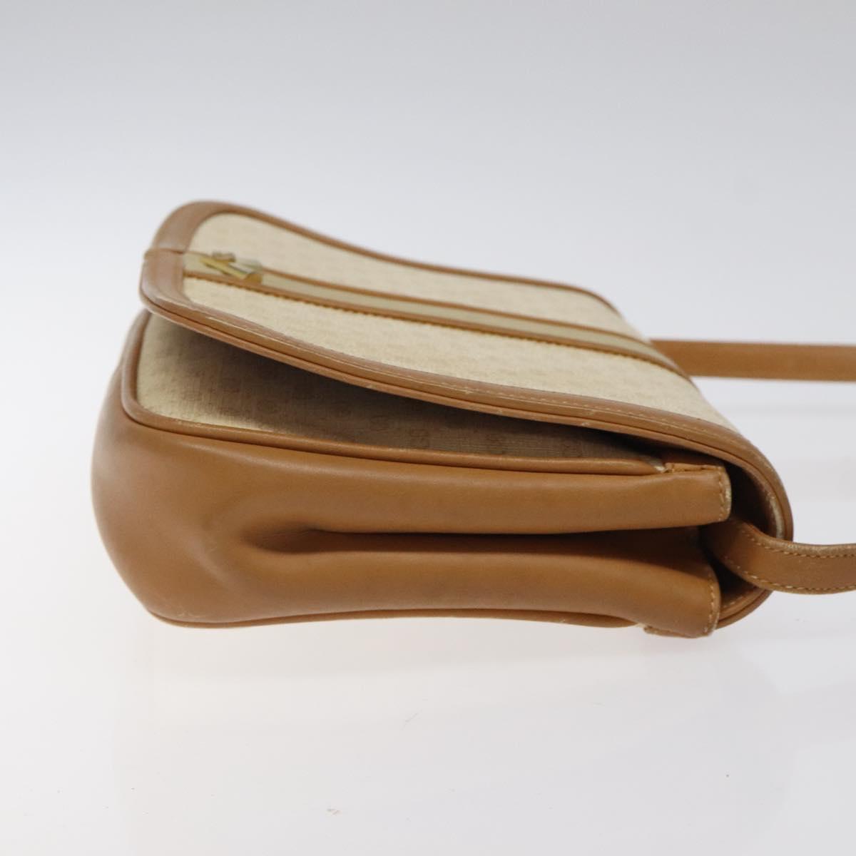 GUCCI Micro GG Supreme Shoulder Bag PVC White Gold Auth BA1955