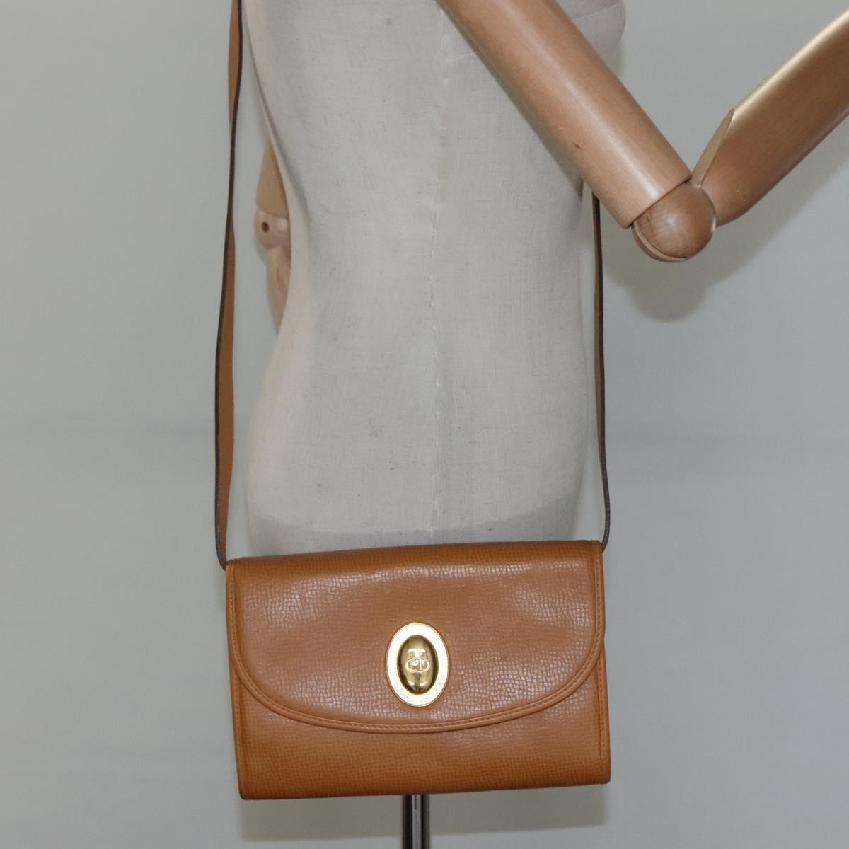 Christian Dior Shoulder Bag Leather Beige Auth BA196