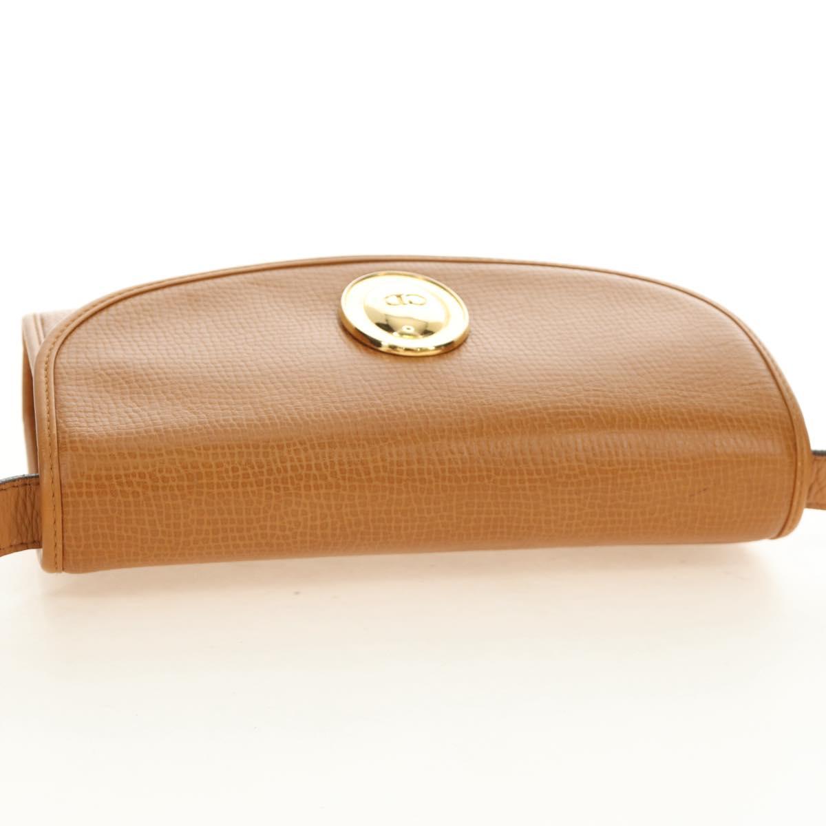 Christian Dior Shoulder Bag Leather Beige Auth BA196