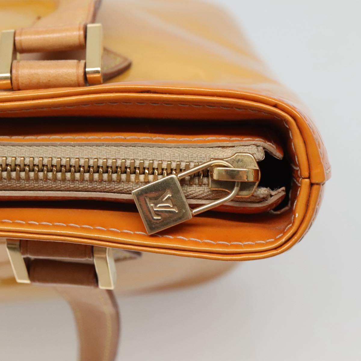 LOUIS VUITTON Monogram Vernis Houston Hand Bag Beige M91004 LV Auth BA1969