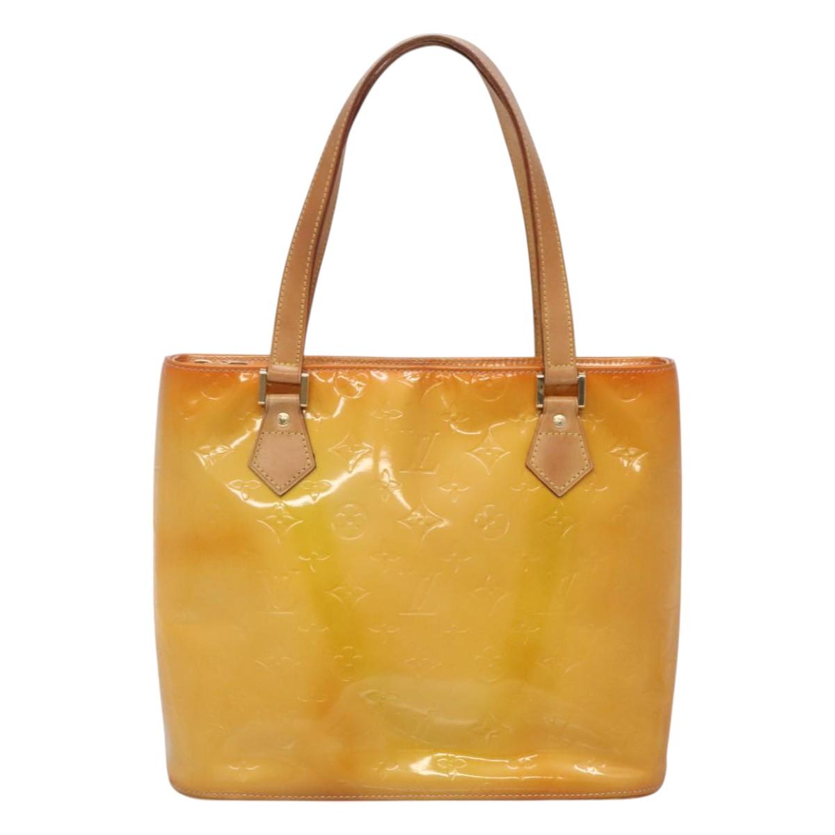 LOUIS VUITTON Monogram Vernis Houston Hand Bag Beige M91004 LV Auth BA1969