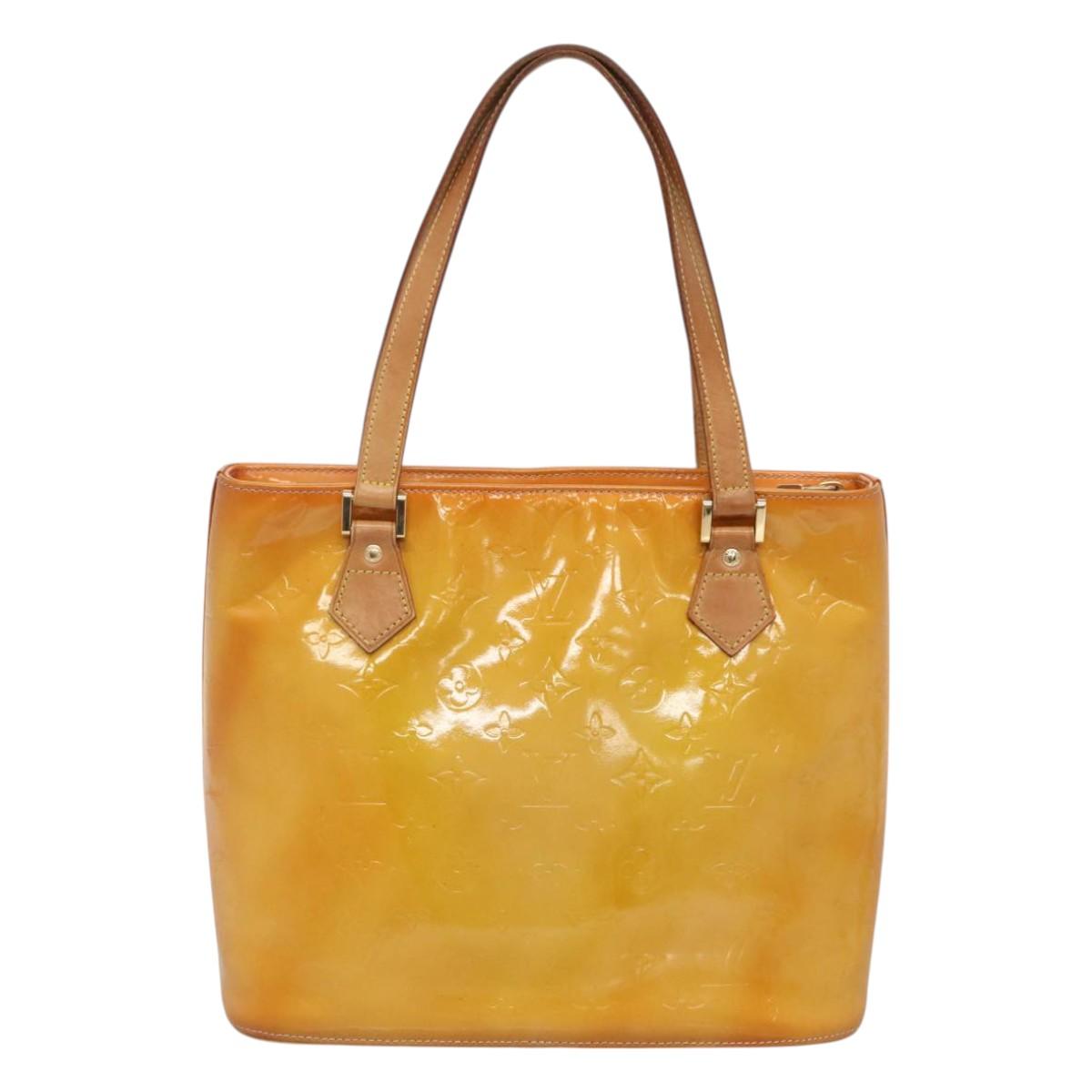 LOUIS VUITTON Monogram Vernis Houston Hand Bag Beige M91004 LV Auth BA1969