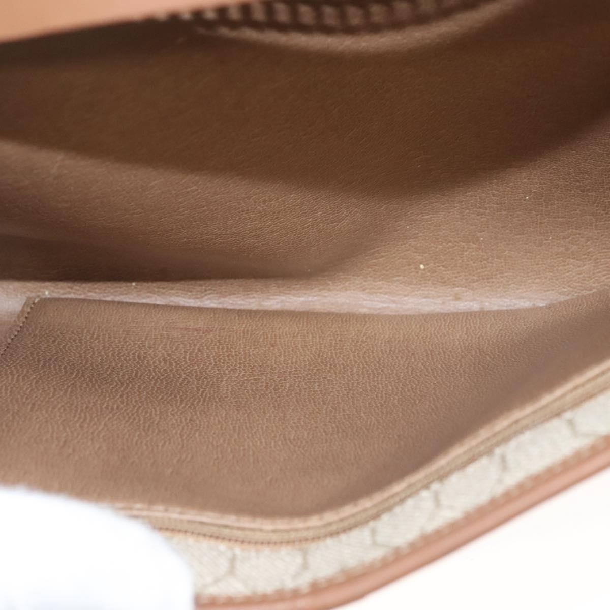 Christian Dior Honeycomb Canvas Chain Shoulder Bag PVC Beige Gold Auth BA1990