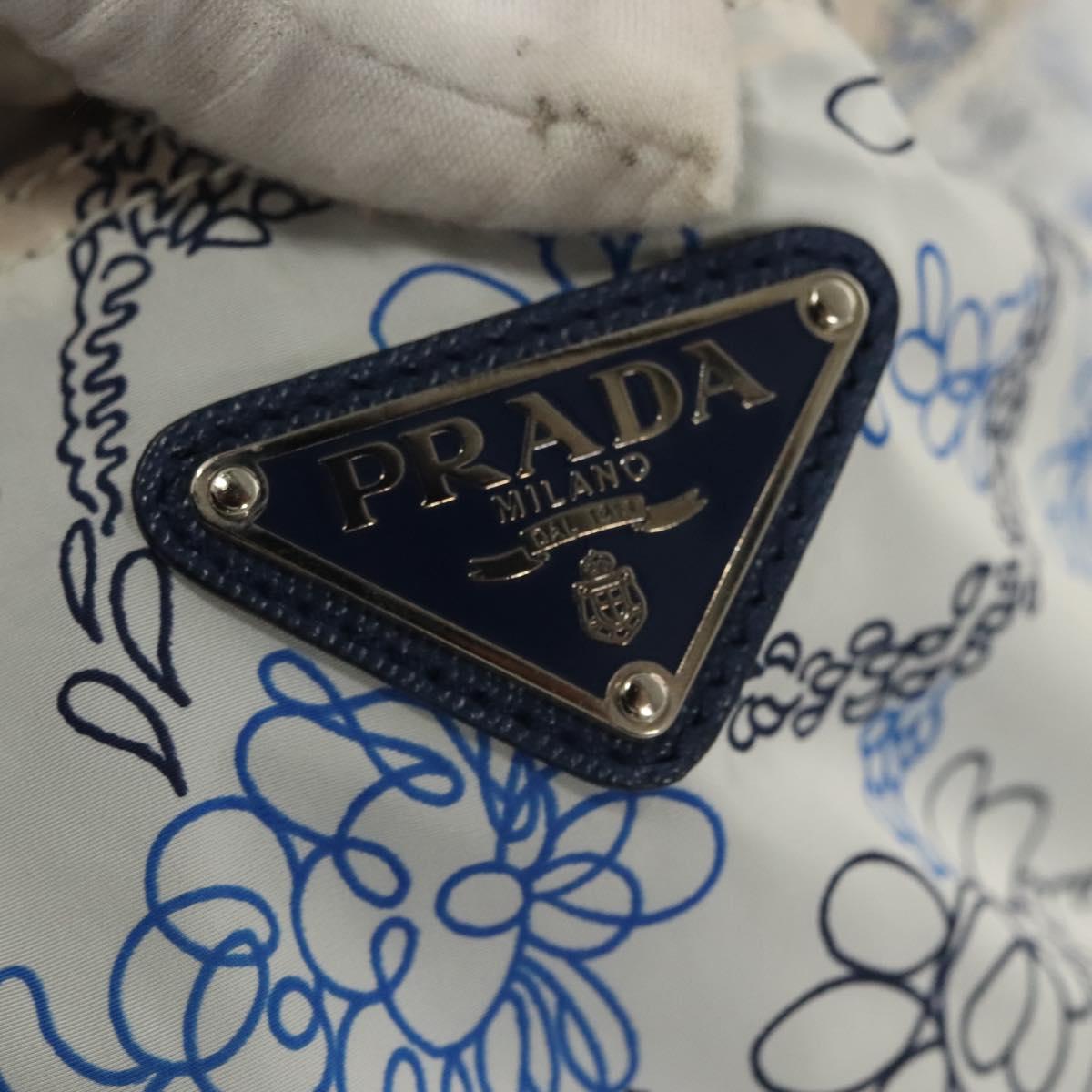 PRADA Tote Bag Nylon Light Blue Silver Auth BA1993