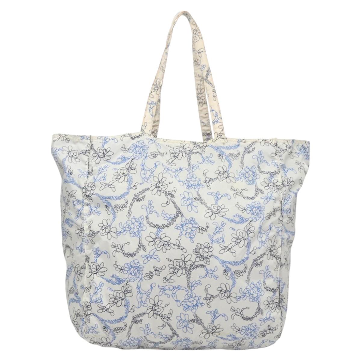 PRADA Tote Bag Nylon Light Blue Silver Auth BA1993