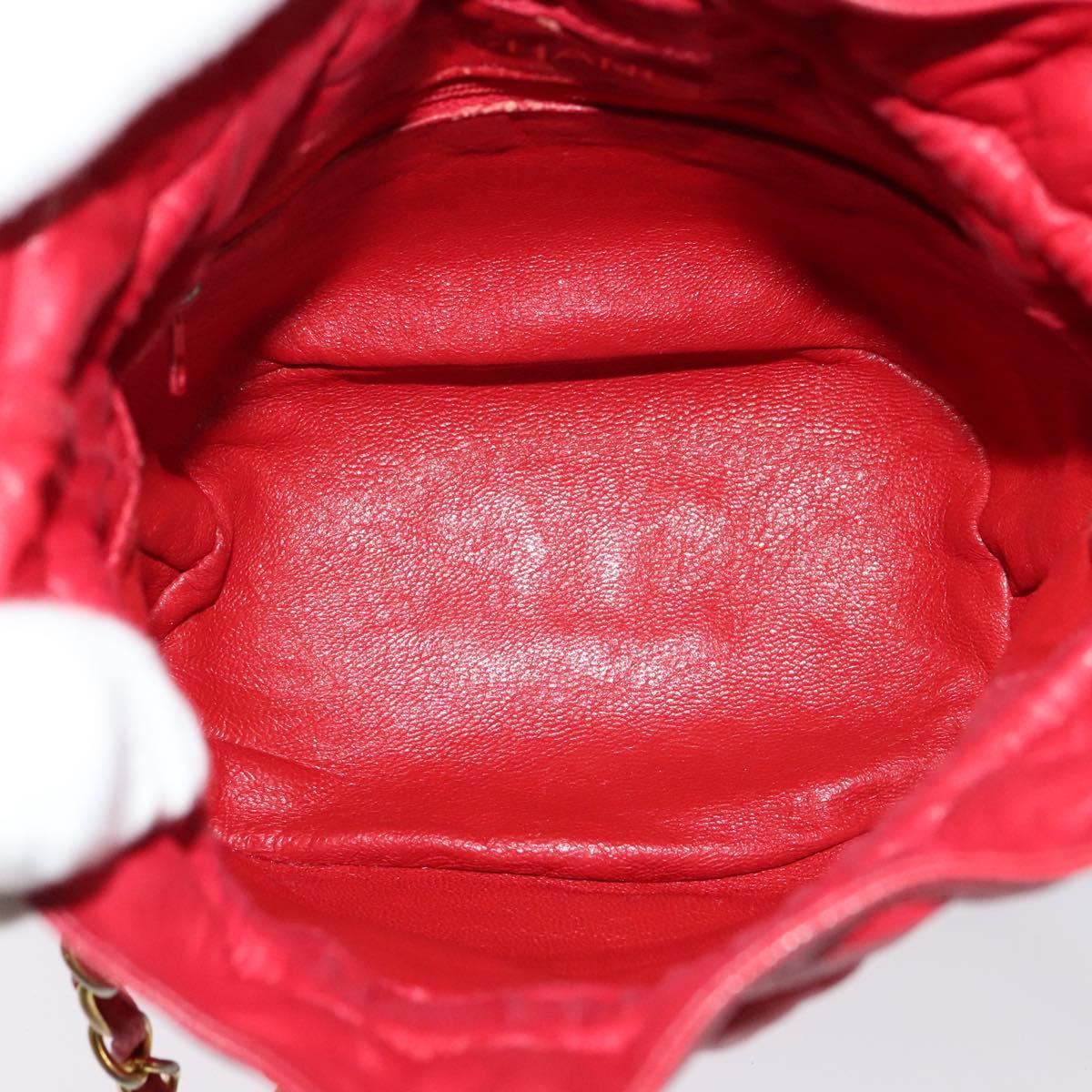 CHANEL Matelasse COCO Mark Chain Shoulder Bag Satin Red Gold CC Auth BA2019