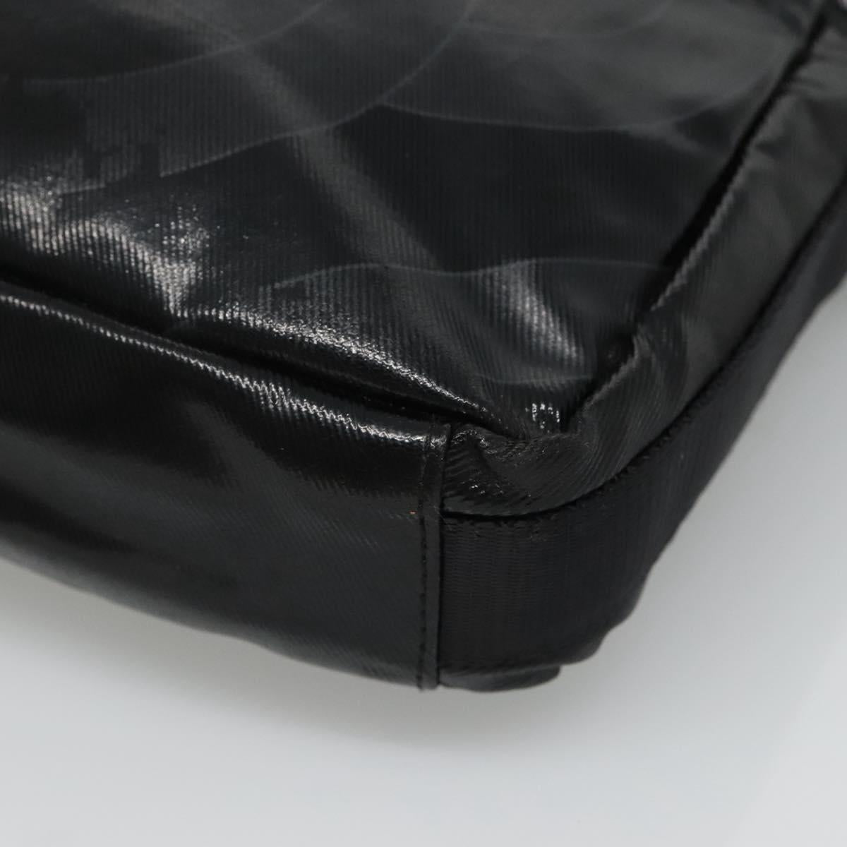 CHANEL Sports COCO Mark Shoulder Bag Coated Canvas Black CC Auth BA202