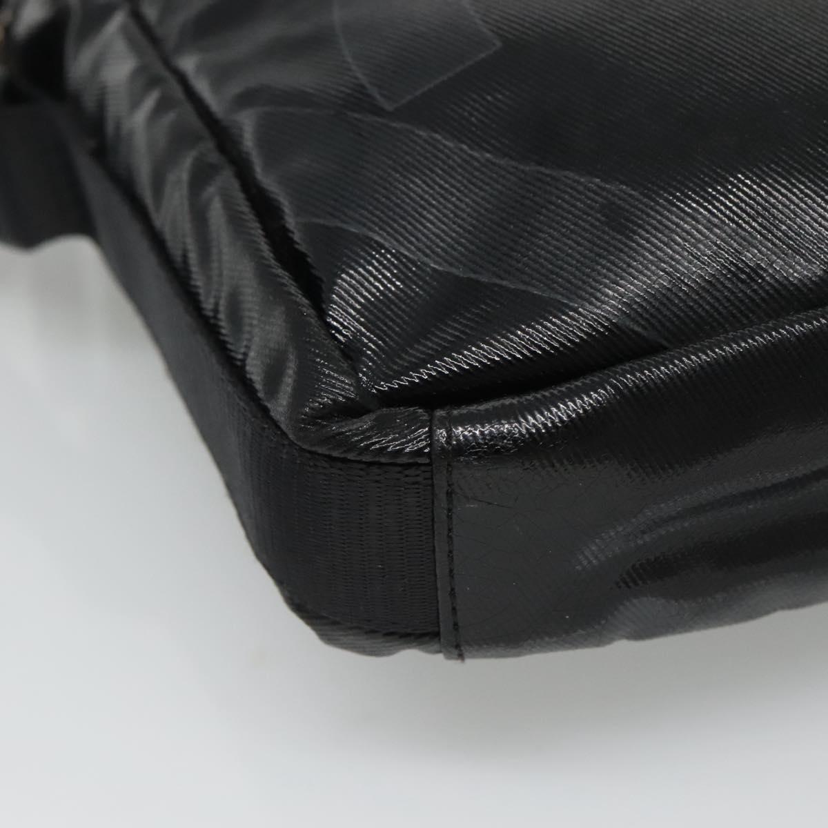 CHANEL Sports COCO Mark Shoulder Bag Coated Canvas Black CC Auth BA202