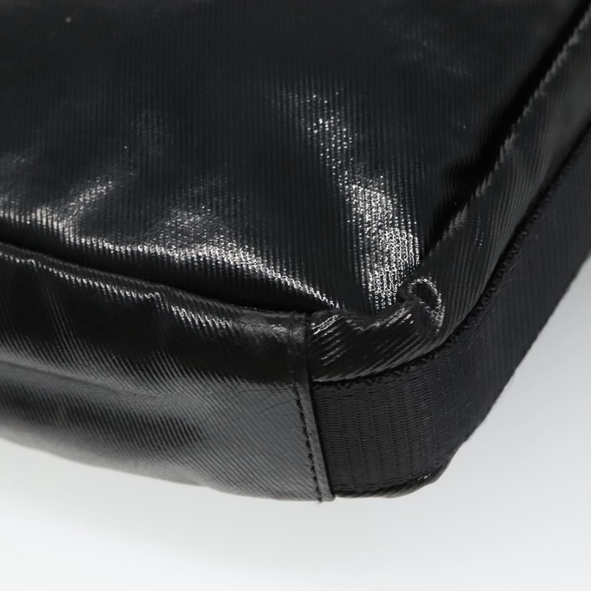 CHANEL Sports COCO Mark Shoulder Bag Coated Canvas Black CC Auth BA202