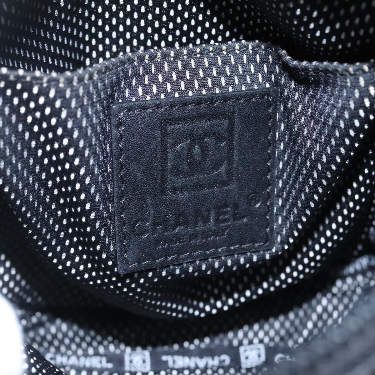 CHANEL Sports COCO Mark Shoulder Bag Coated Canvas Black CC Auth BA202