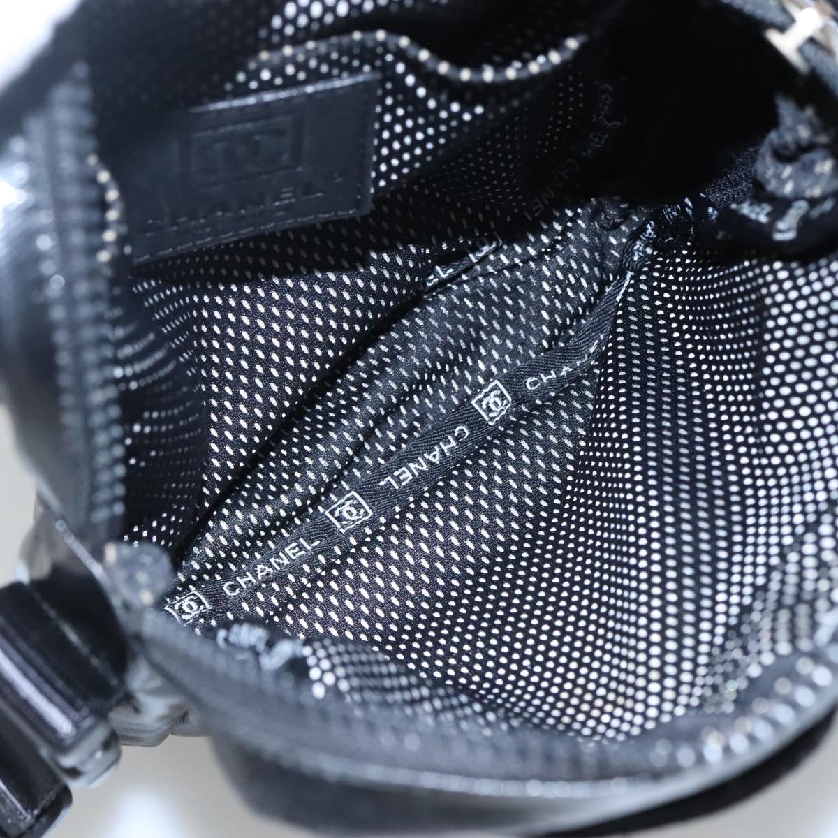 CHANEL Sports COCO Mark Shoulder Bag Coated Canvas Black CC Auth BA202