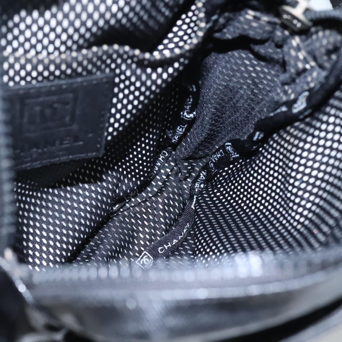 CHANEL Sports COCO Mark Shoulder Bag Coated Canvas Black CC Auth BA202