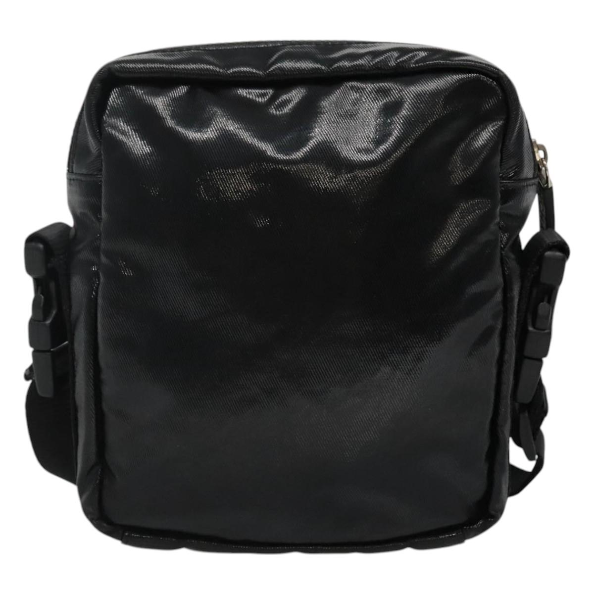 CHANEL Sports COCO Mark Shoulder Bag Coated Canvas Black CC Auth BA202