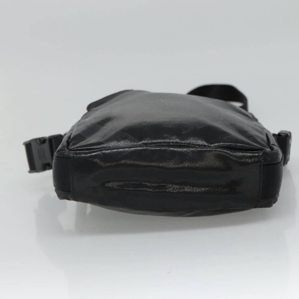 CHANEL Sports COCO Mark Shoulder Bag Coated Canvas Black CC Auth BA202