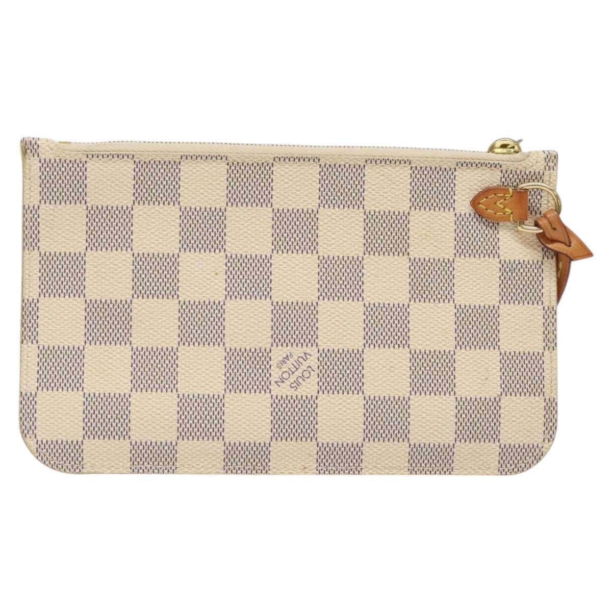 LOUIS VUITTON Damier Azur Neverfull PM Pouch Accessory Pouch LV Auth BA2020