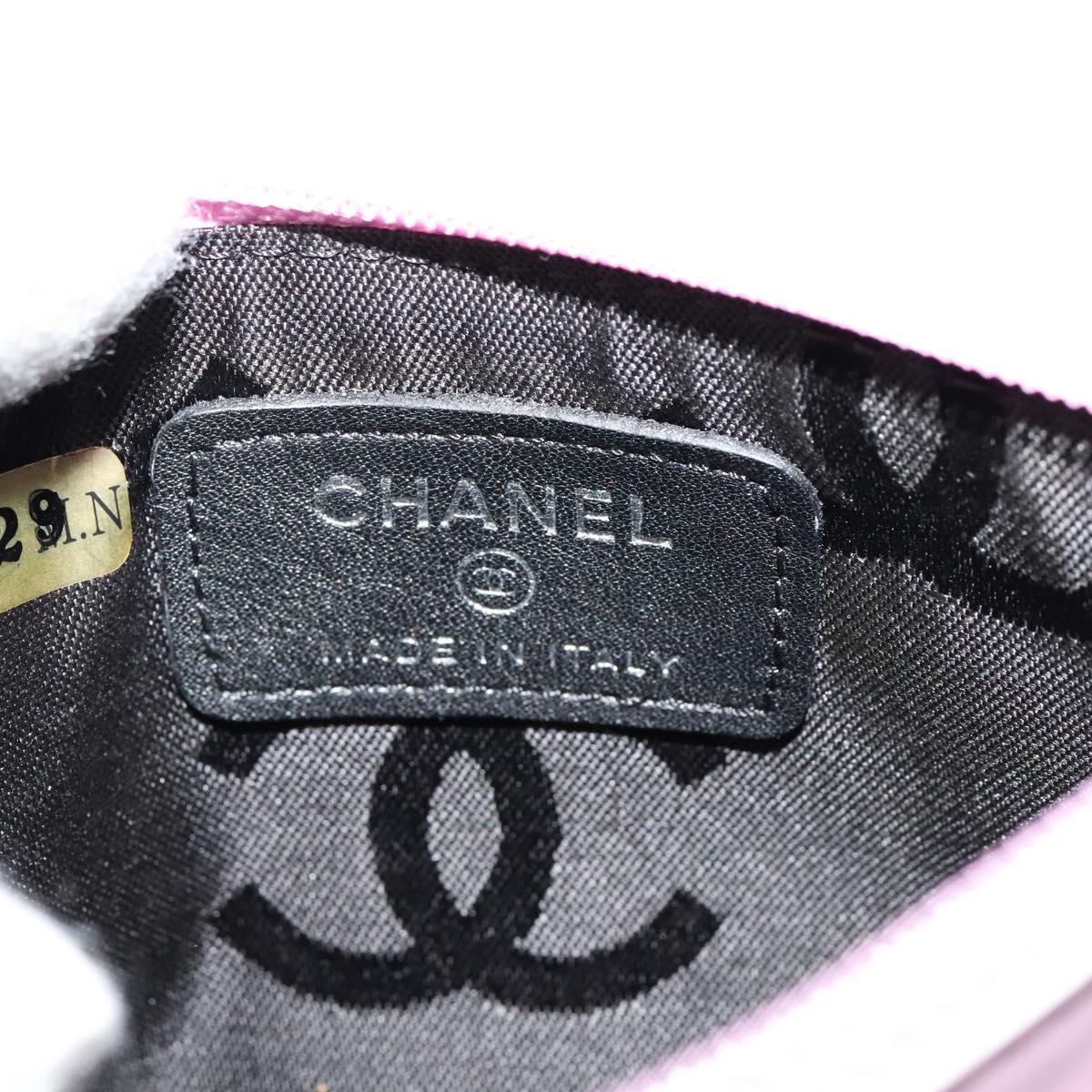 CHANEL Pouch Leather Pink CC Auth BA2026