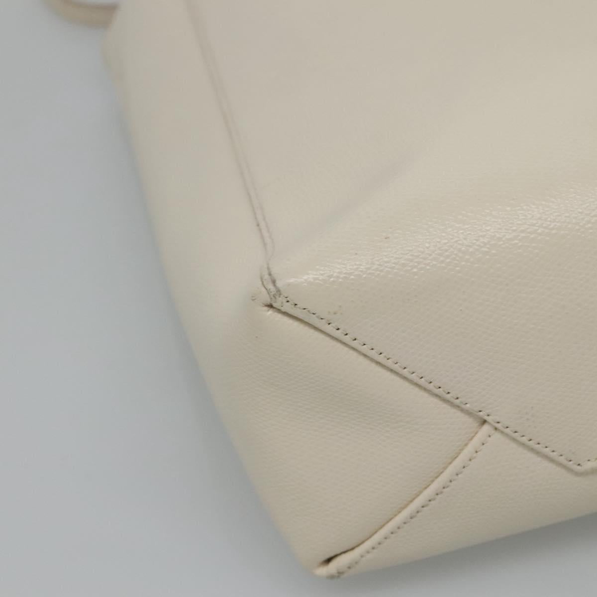 CELINE Hand Bag Leather 2way White Auth BA203