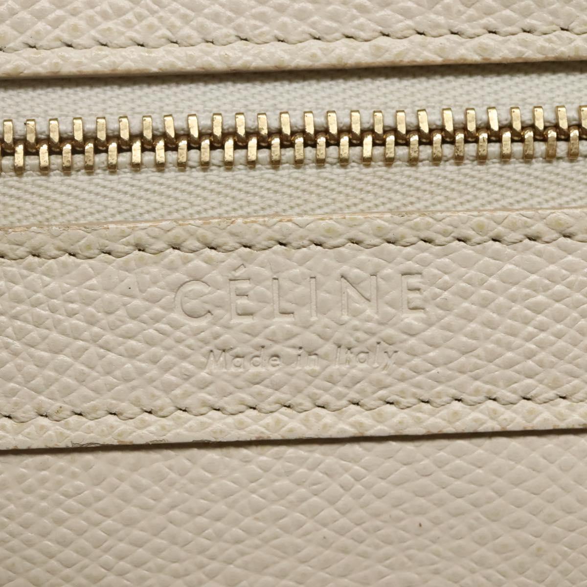 CELINE Hand Bag Leather 2way White Auth BA203