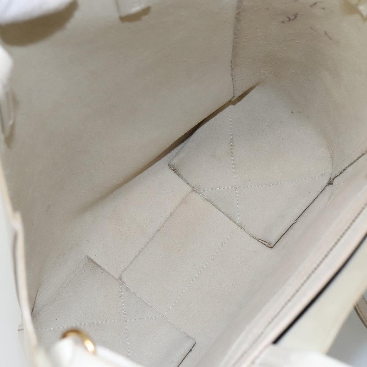 CELINE Hand Bag Leather 2way White Auth BA203