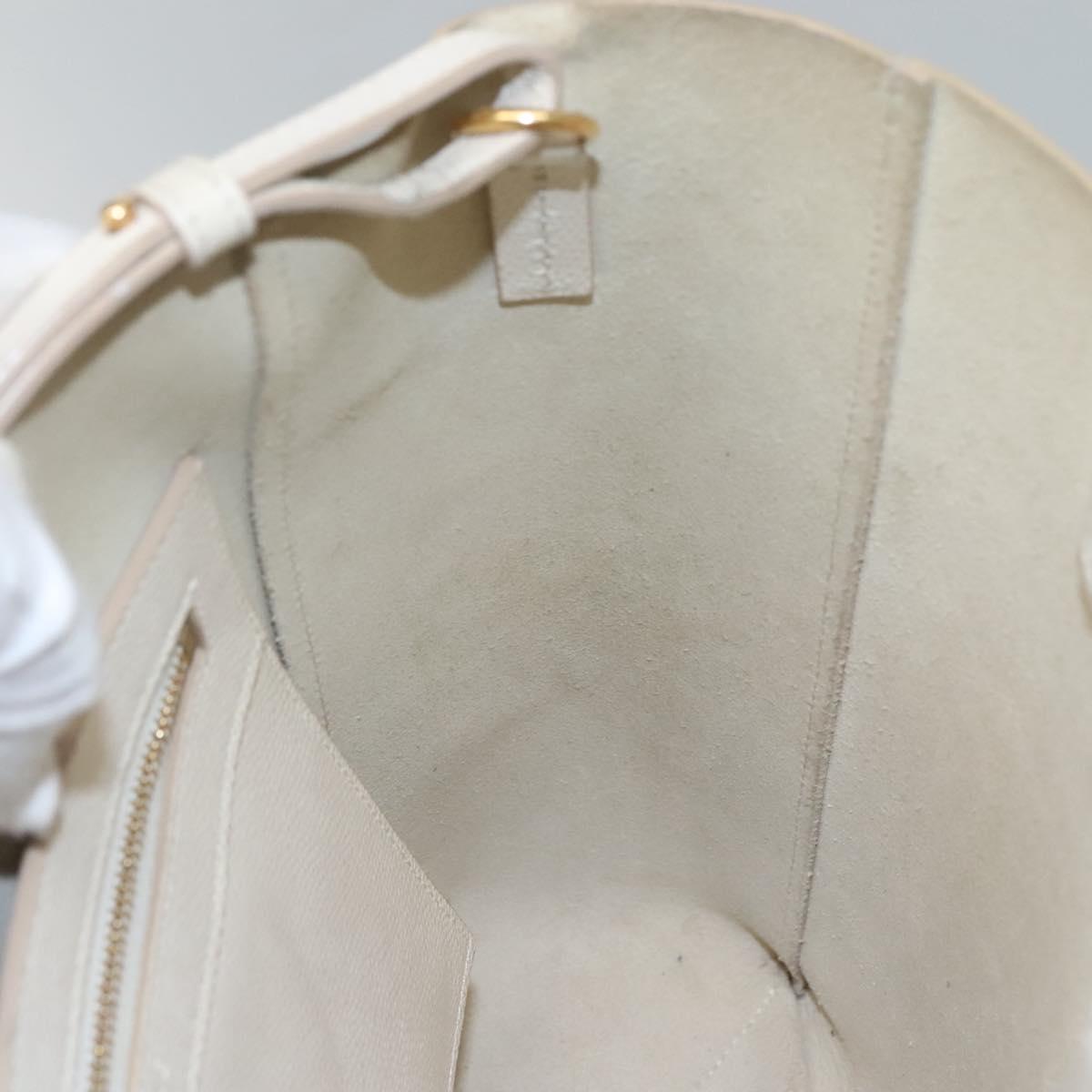 CELINE Hand Bag Leather 2way White Auth BA203