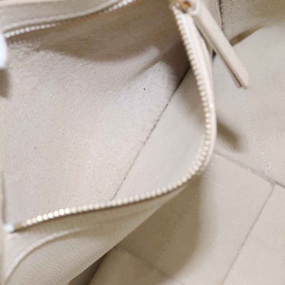 CELINE Hand Bag Leather 2way White Auth BA203