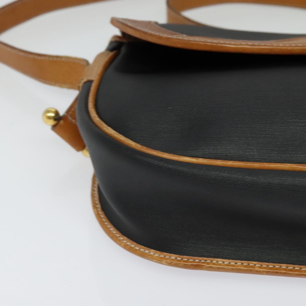 Christian Dior Shoulder Bag Leather Black Gold Auth BA2030