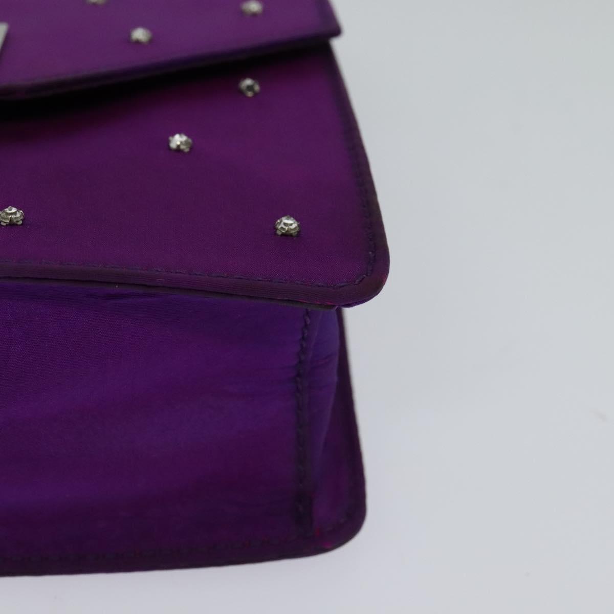CELINE Chain Shoulder Bag Nylon Purple Auth BA204