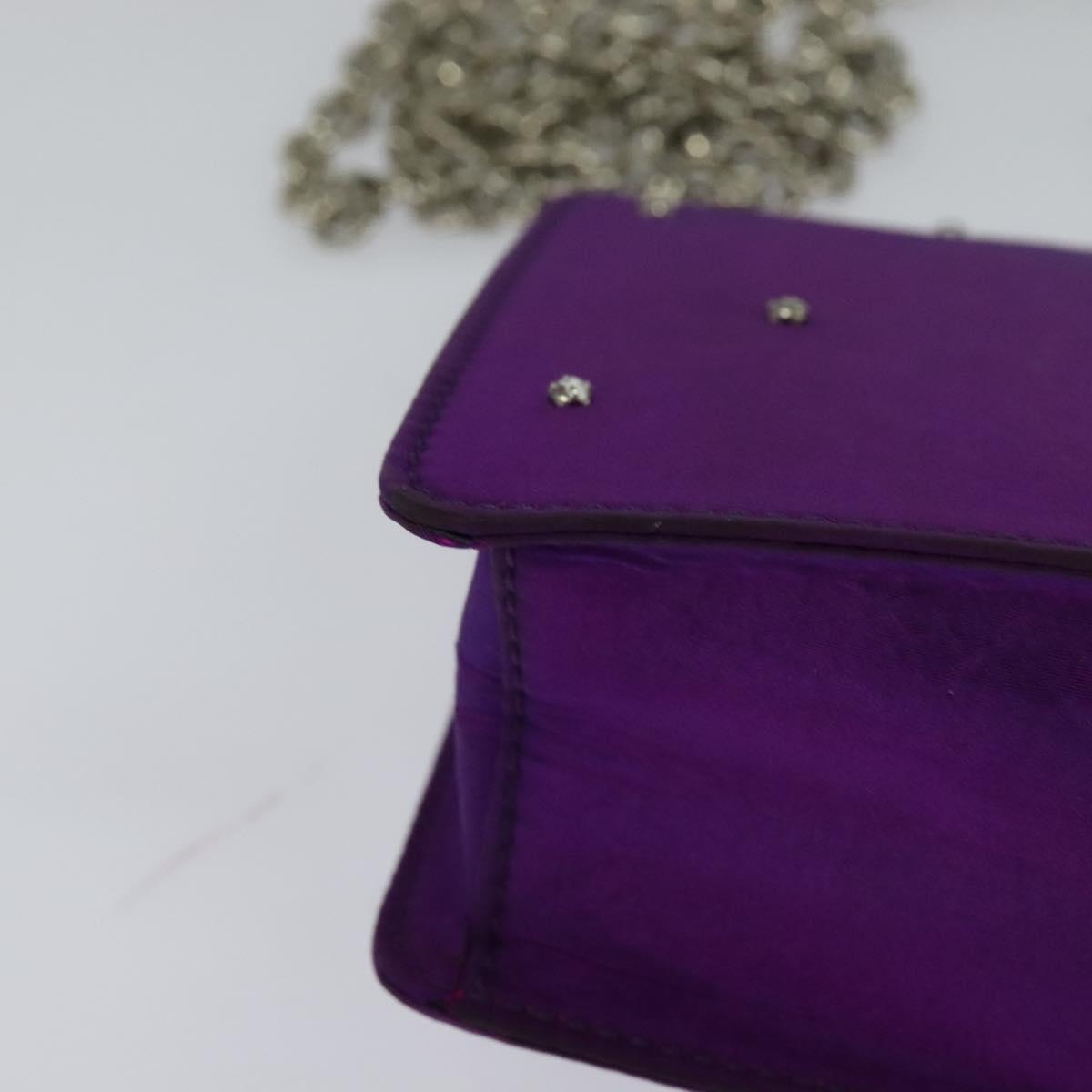 CELINE Chain Shoulder Bag Nylon Purple Auth BA204