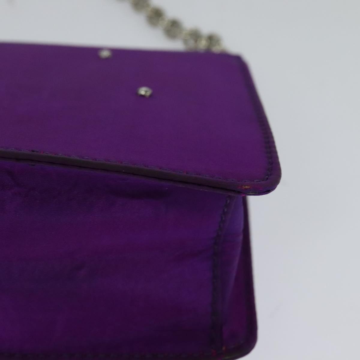 CELINE Chain Shoulder Bag Nylon Purple Auth BA204