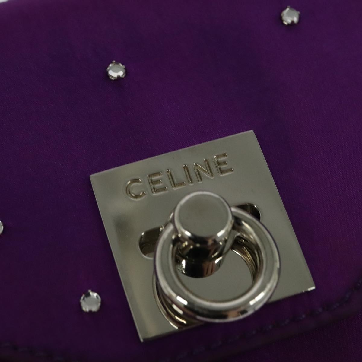 CELINE Chain Shoulder Bag Nylon Purple Auth BA204