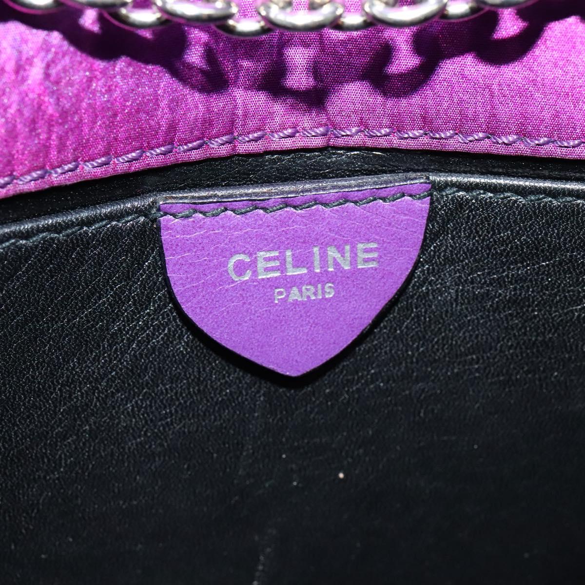 CELINE Chain Shoulder Bag Nylon Purple Auth BA204