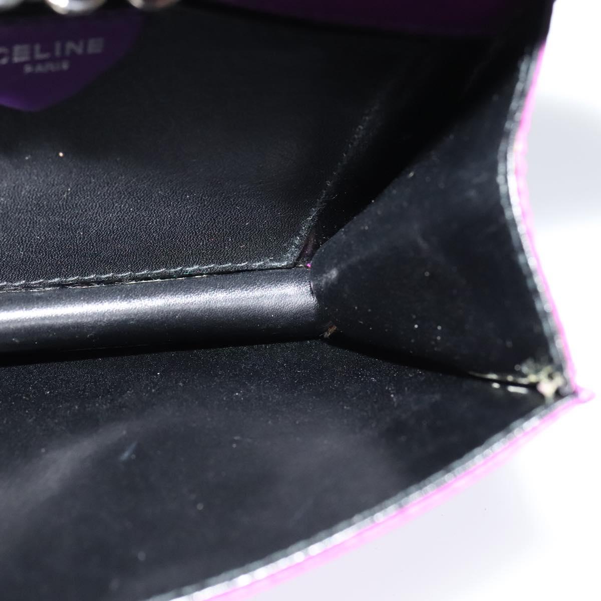 CELINE Chain Shoulder Bag Nylon Purple Auth BA204