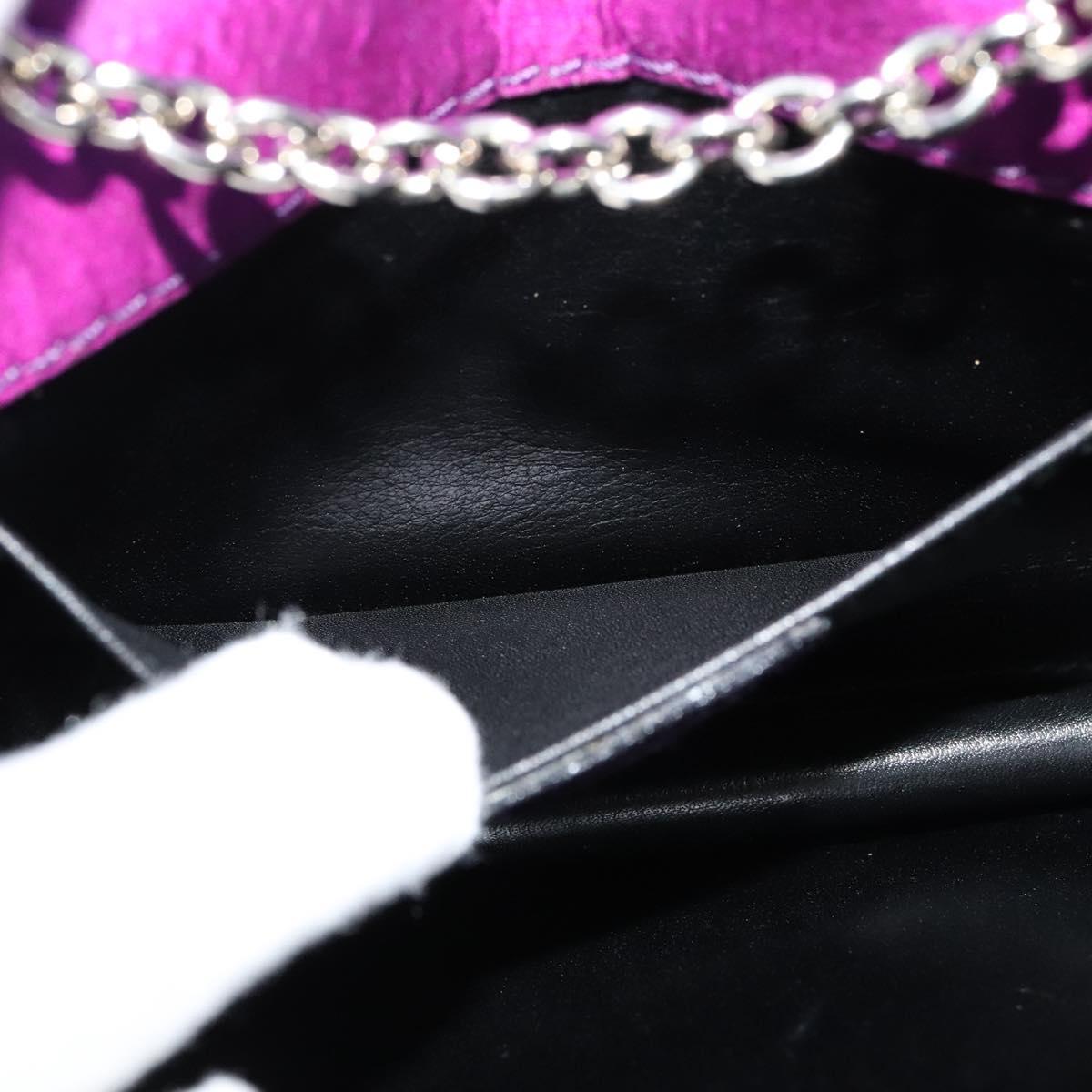 CELINE Chain Shoulder Bag Nylon Purple Auth BA204