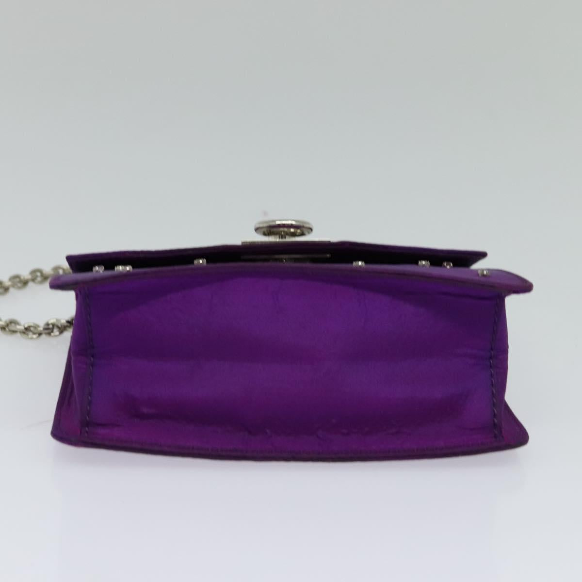 CELINE Chain Shoulder Bag Nylon Purple Auth BA204