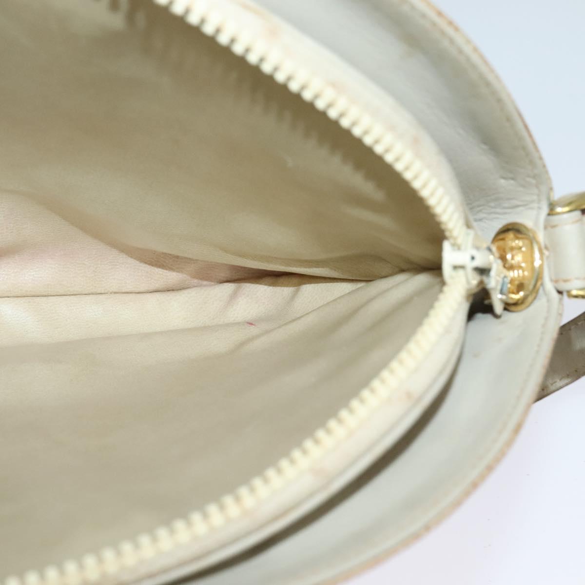 CELINE Shoulder Bag Leather Gold Beige Auth BA2040