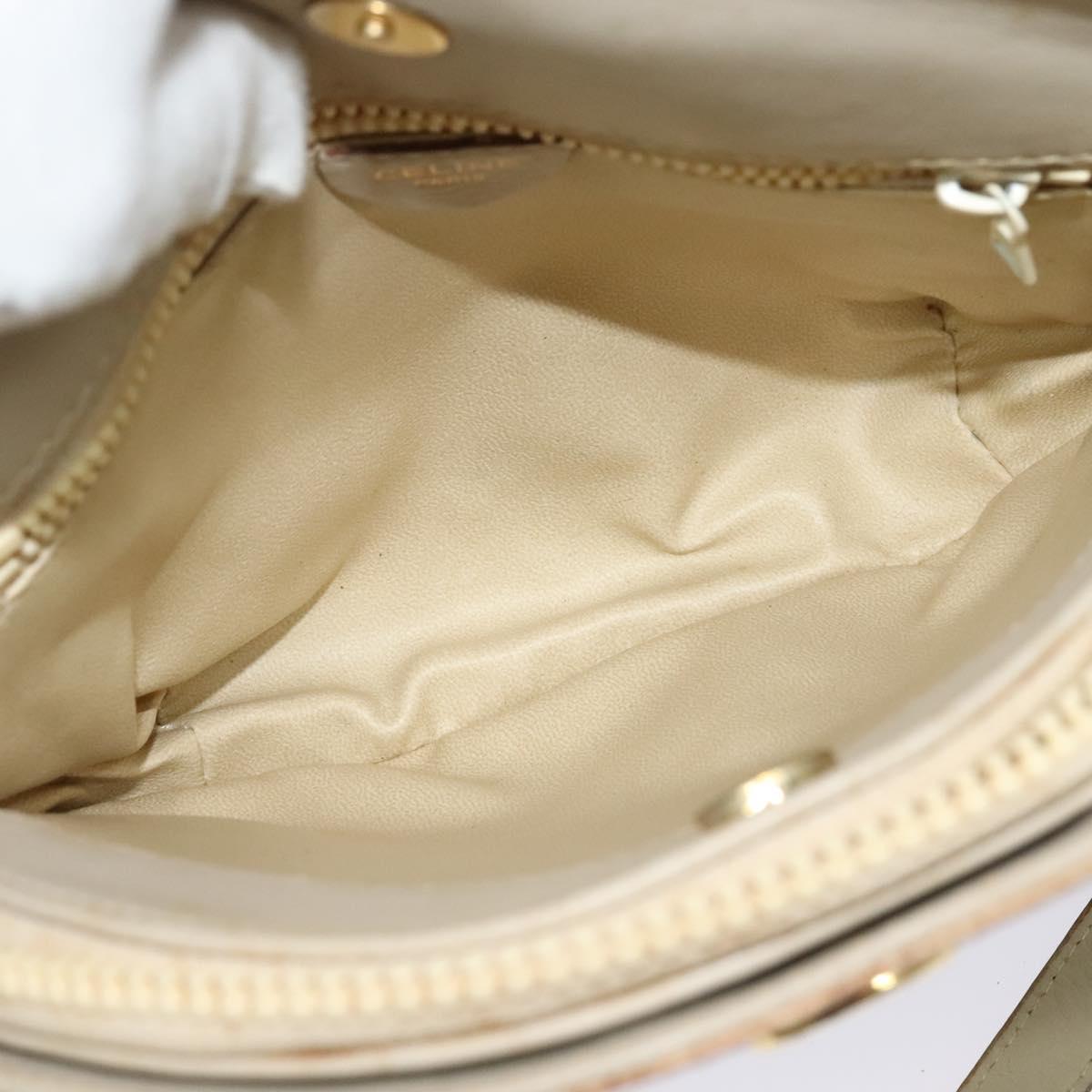 CELINE Shoulder Bag Leather Gold Beige Auth BA2040