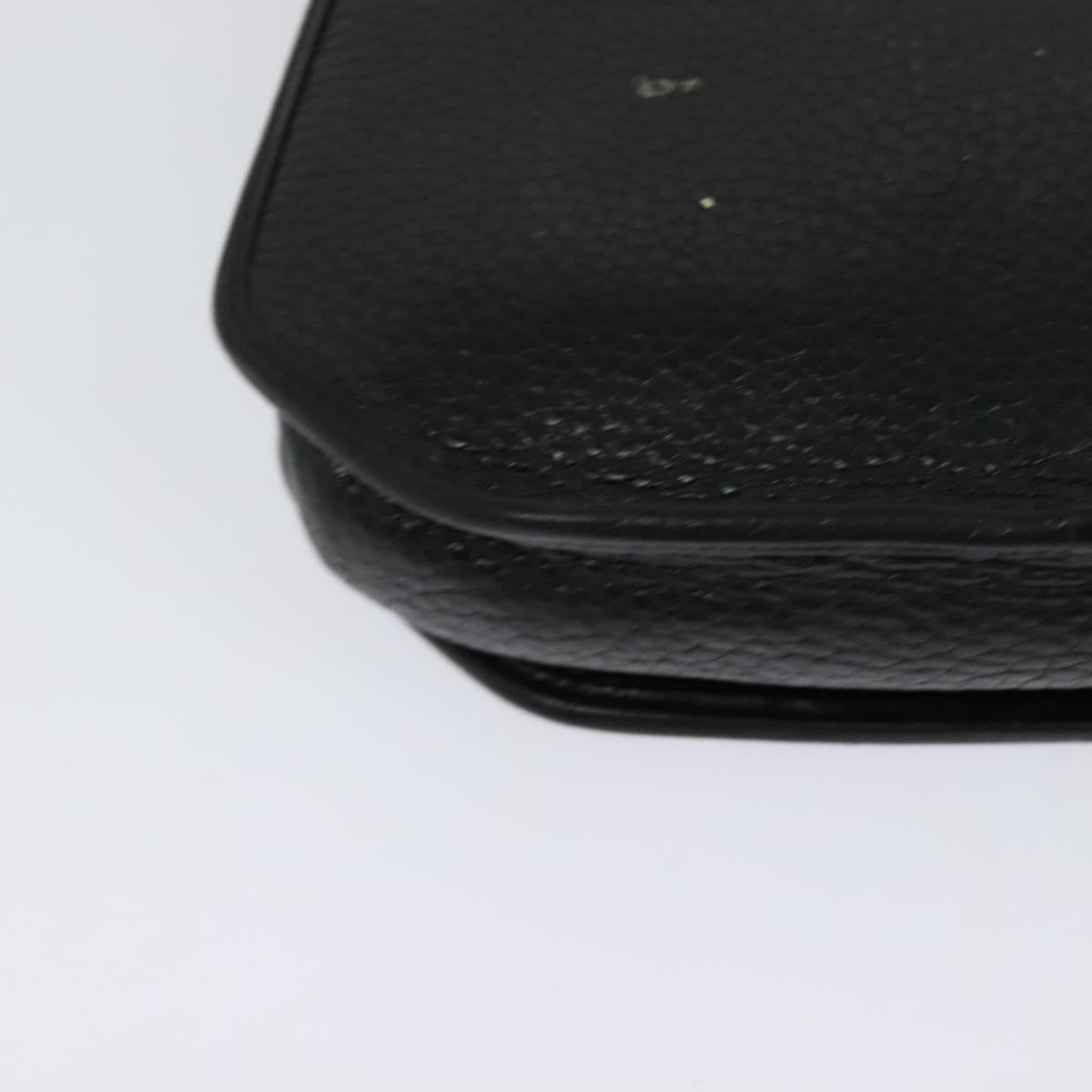 Christian Dior Shoulder Bag Leather Black Gold Auth BA2043