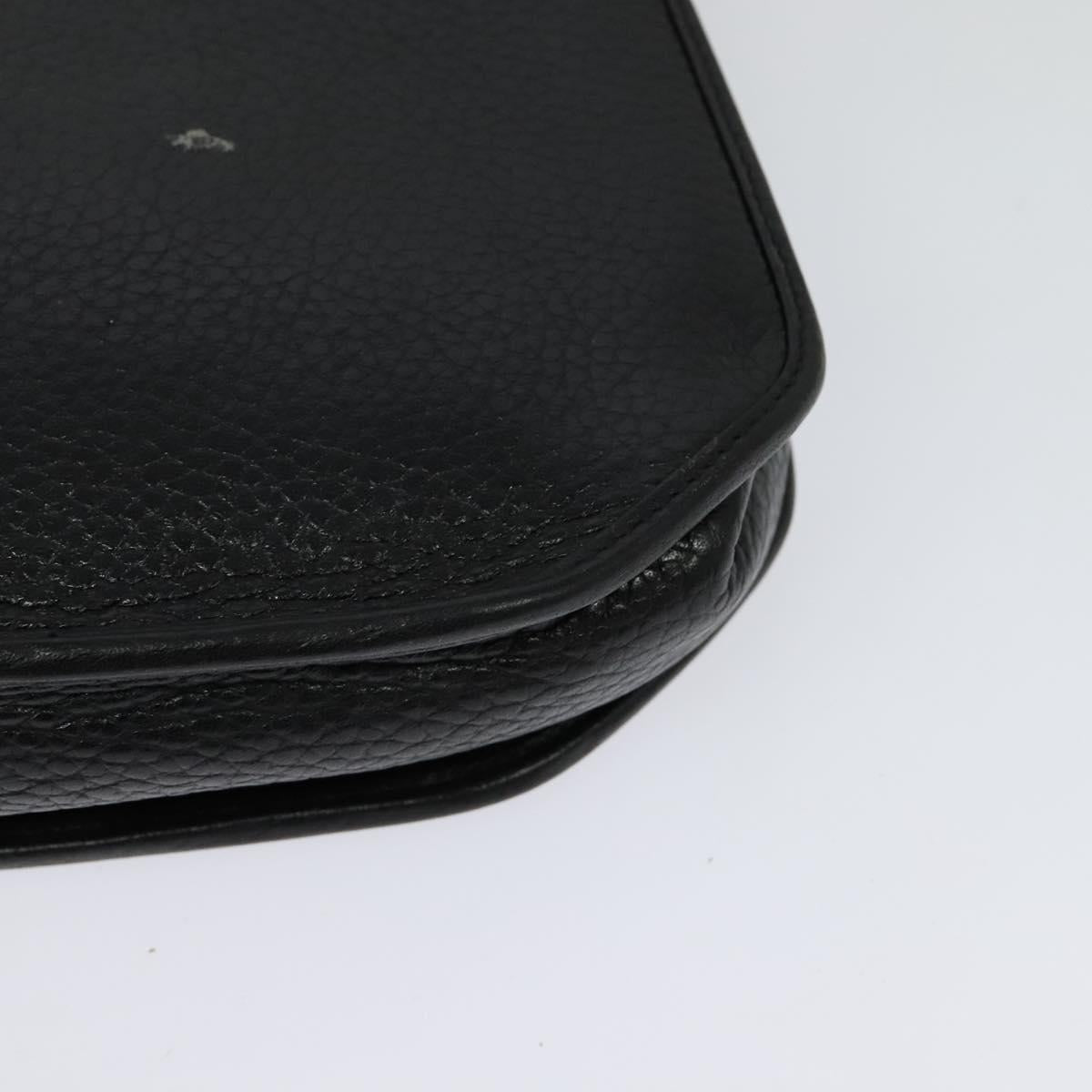 Christian Dior Shoulder Bag Leather Black Gold Auth BA2043