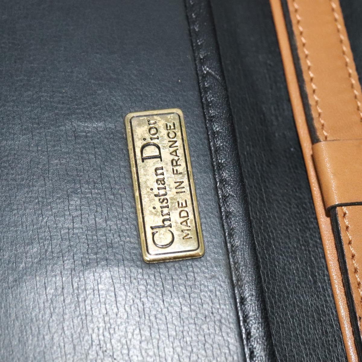 Christian Dior Shoulder Bag Leather Black Gold Auth BA2043