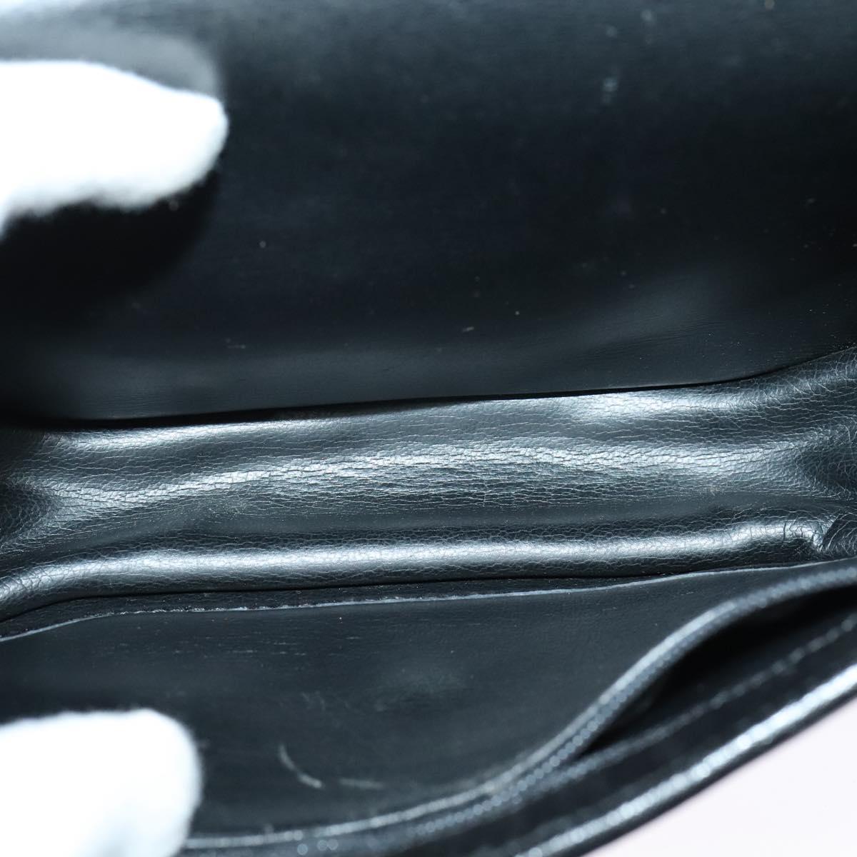 Christian Dior Shoulder Bag Leather Black Gold Auth BA2043