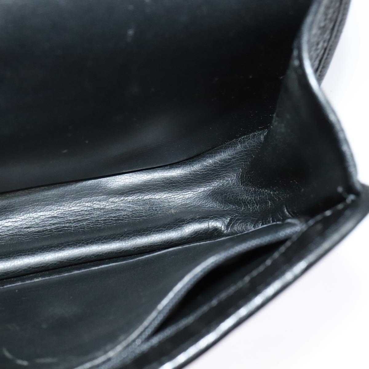 Christian Dior Shoulder Bag Leather Black Gold Auth BA2043