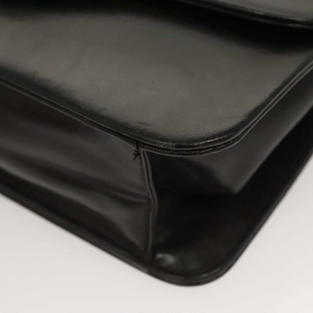 Christian Dior Chain Shoulder Bag Leather Black Gold Auth BA2045