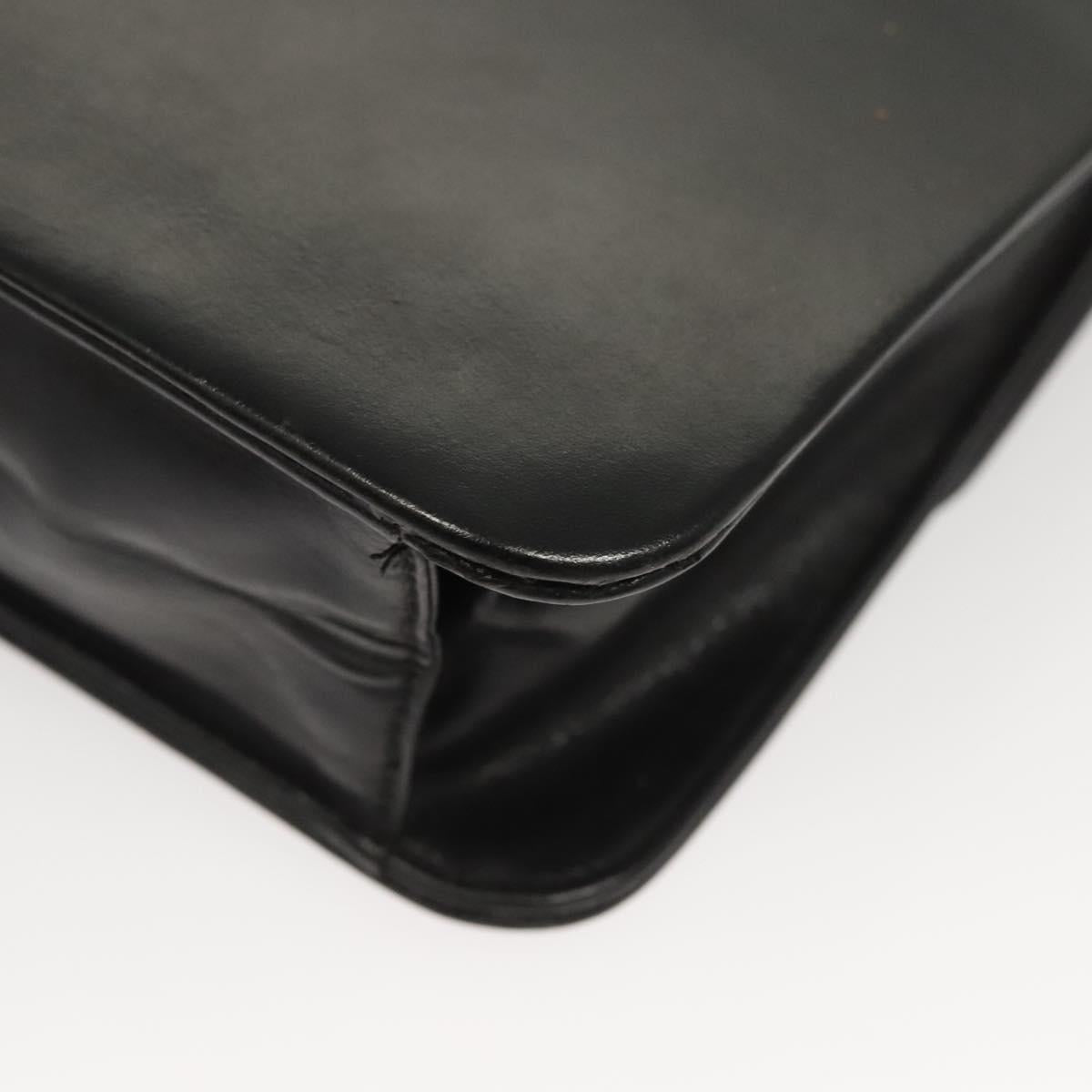 Christian Dior Chain Shoulder Bag Leather Black Gold Auth BA2045