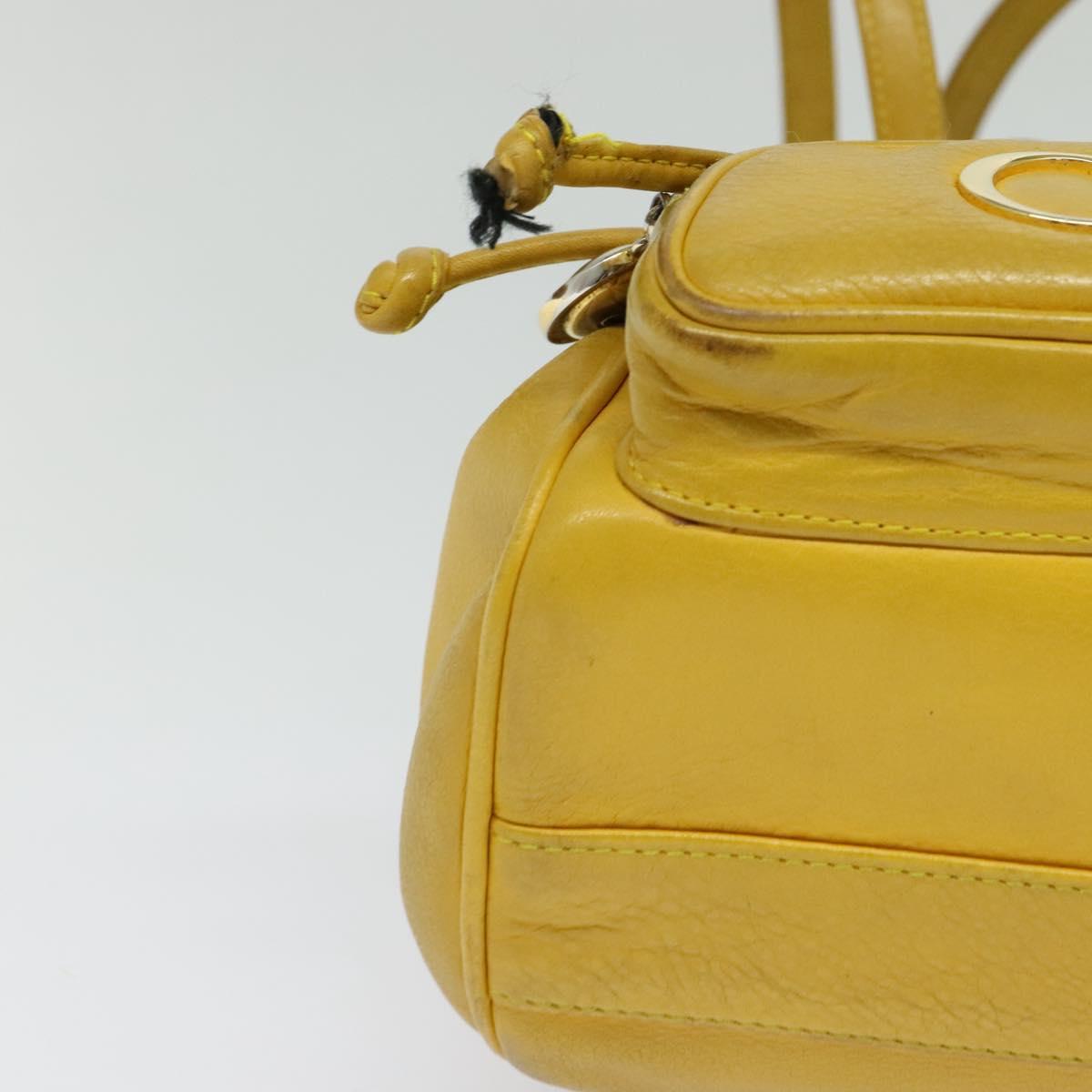 Christian Dior Backpack Leather Gold Yellow Auth BA2068