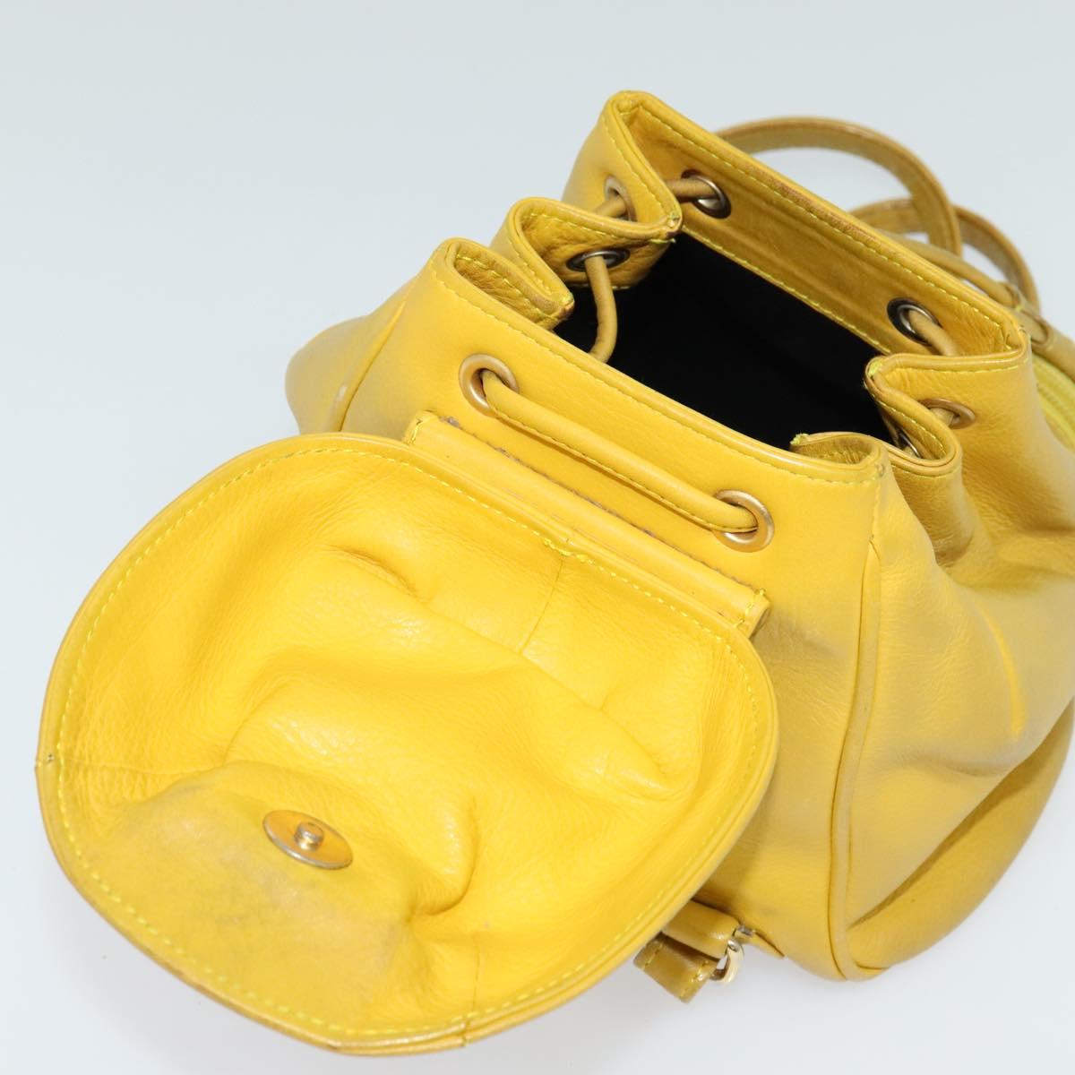 Christian Dior Backpack Leather Gold Yellow Auth BA2068