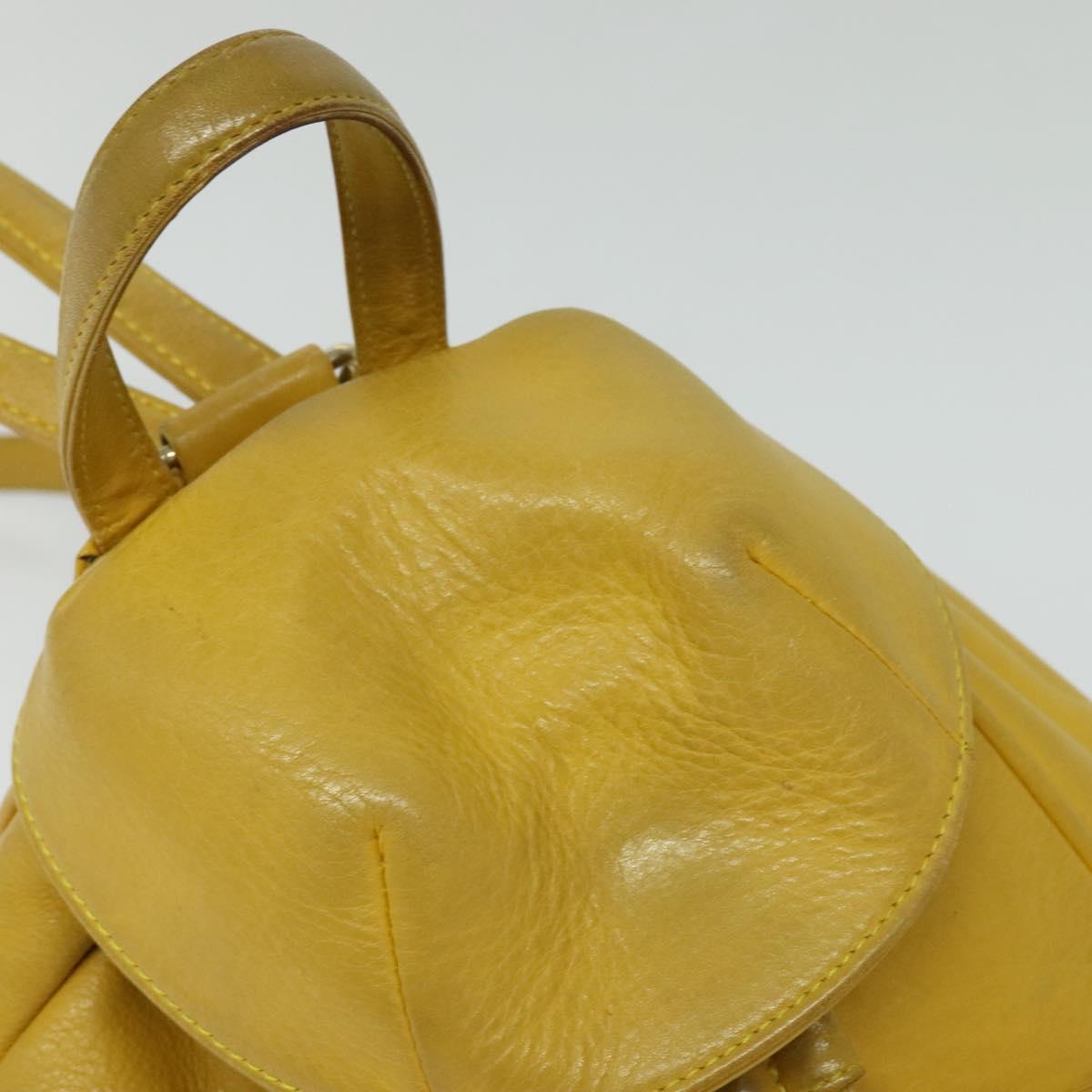 Christian Dior Backpack Leather Gold Yellow Auth BA2068