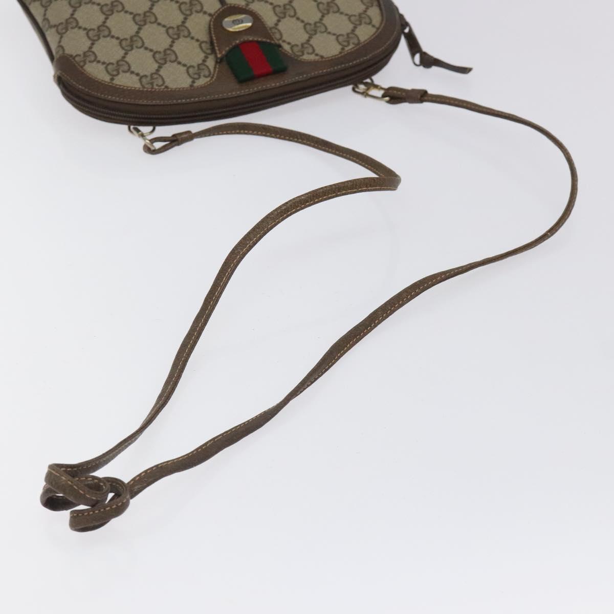 GUCCI GG Supreme Web Sherry Line Shoulder Bag PVC Beige 904 02 047 Auth BA2083